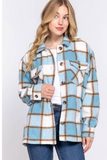 Blue Plaid Faux Fur Jacket