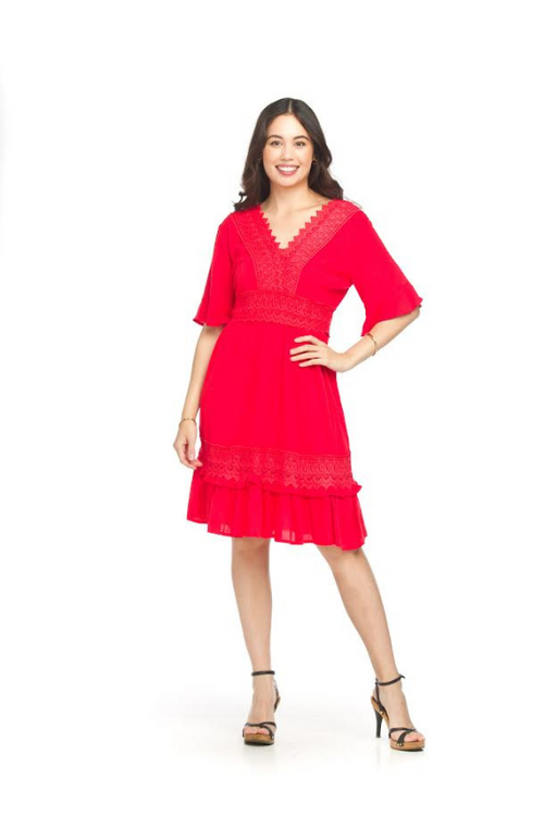 Cotton Crinkle Red Dress