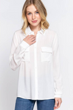 Front Pocket Woven Shirt White