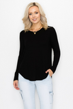 Baby Waffle Thermal Black Scoop Neck