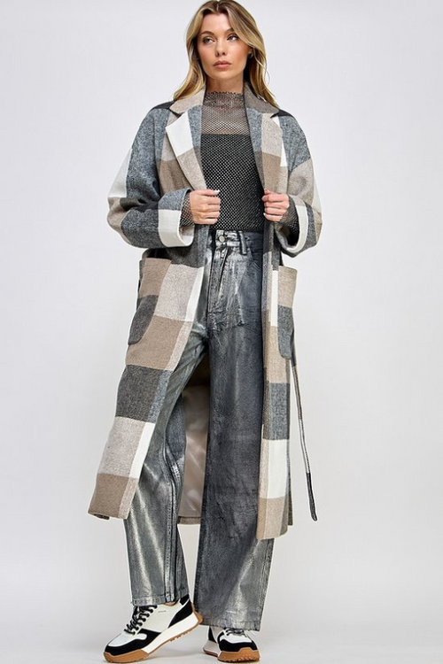 Long Coat Plaid Check