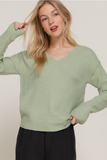 Sage V Neck Sweater Reverse Seam